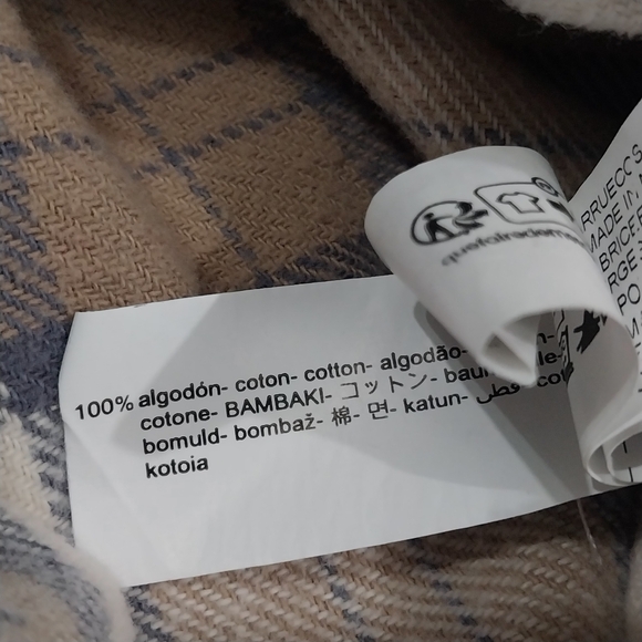 Zara Plaid Flannel Shirt Kids Size 8-9 Soft White Long Sleeve Button Down Cotton - Picture 5 of 5